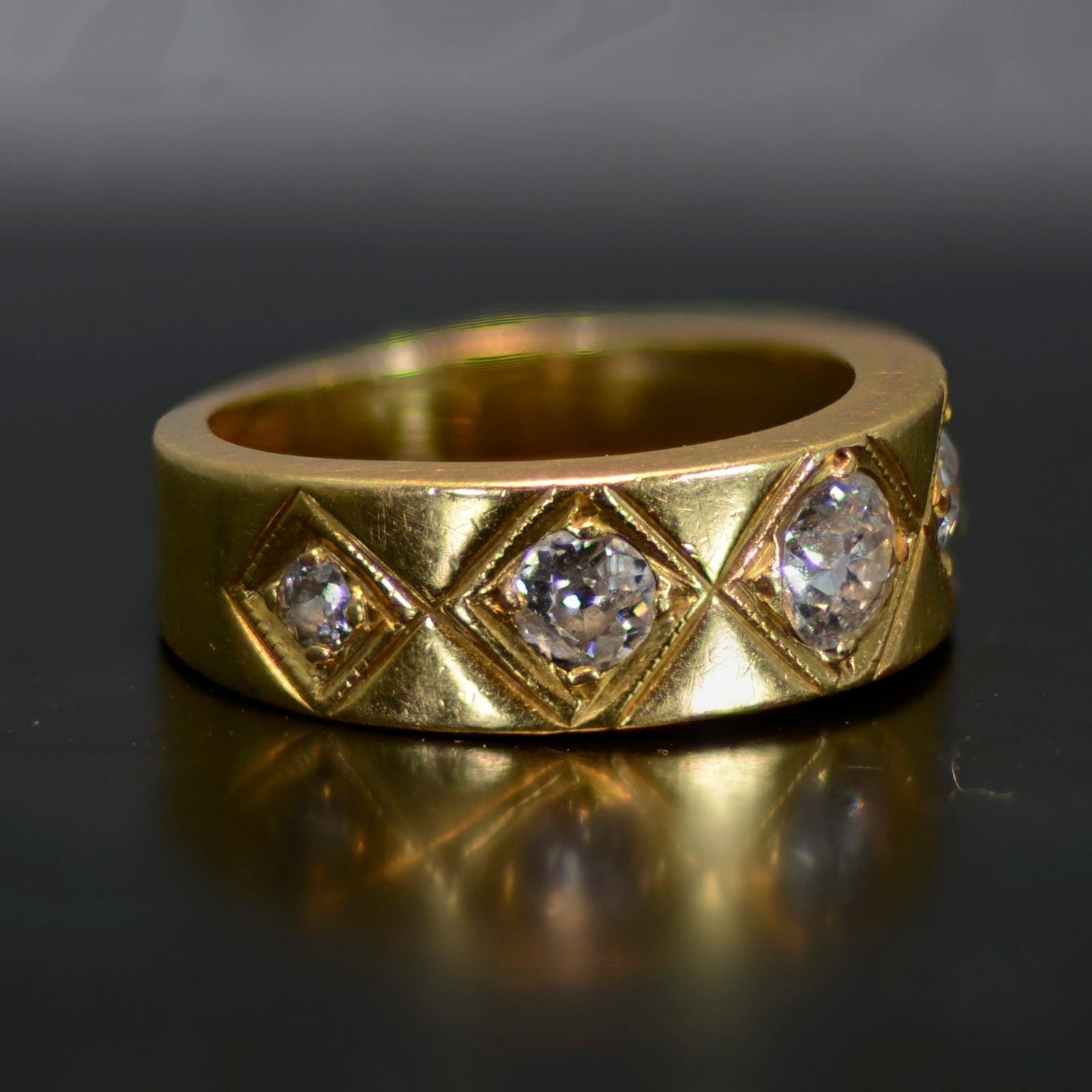Vintage Estate Ring, Gold and Five stone diamond ring.  Size 5.5