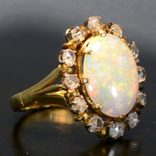 Load image into Gallery viewer, Vintage Estate Ring, 18 carat yellow gold, opal and diamond ring.  Size 5
