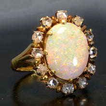 Load image into Gallery viewer, Vintage Estate Ring, 18 carat yellow gold, opal and diamond ring.  Size 5
