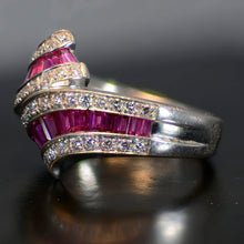 Load image into Gallery viewer, Vintage Estate Ring, 18 carat white gold, diamond and sapphire ring  Size 6.5
