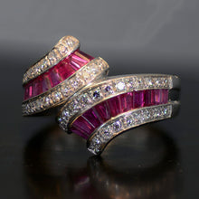 Load image into Gallery viewer, Vintage Estate Ring, 18 carat white gold, diamond and sapphire ring  Size 6.5
