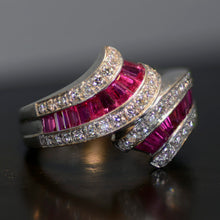 Load image into Gallery viewer, Vintage Estate Ring, 18 carat white gold, diamond and sapphire ring  Size 6.5

