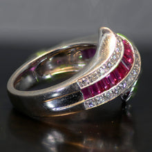 Load image into Gallery viewer, Vintage Estate Ring, 18 carat white gold, diamond and sapphire ring  Size 6.5
