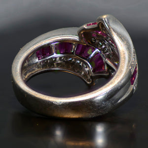 Vintage Estate Ring, 18 carat white gold, diamond and sapphire ring  Size 6.5