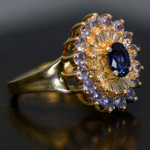Load image into Gallery viewer, Vintage Estate Ring, 14 carat  Gold and blue sapphire, size 5
