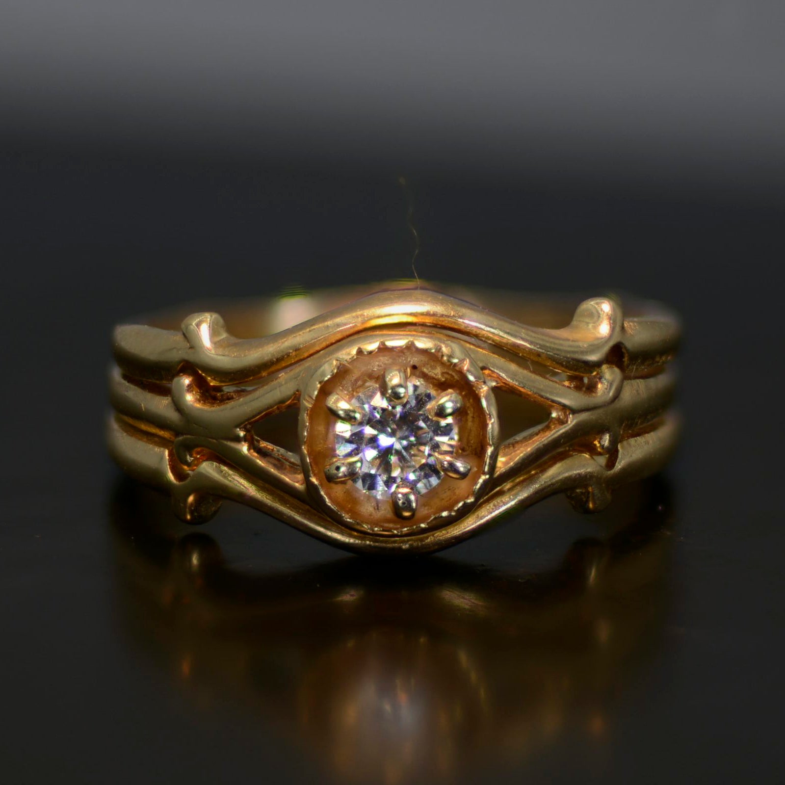 Vintage Estate Ring, Gold and diamond, size 6.75