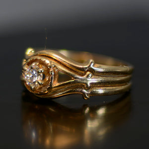 Vintage Estate Ring, Gold and diamond, size 6.75