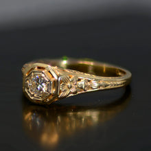 Load image into Gallery viewer, Vintage Estate Ring, 14 carat yellow gold and diamond, size 6.5
