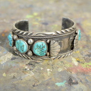 Cuff.  Vintage Silver and turquoise watch band.