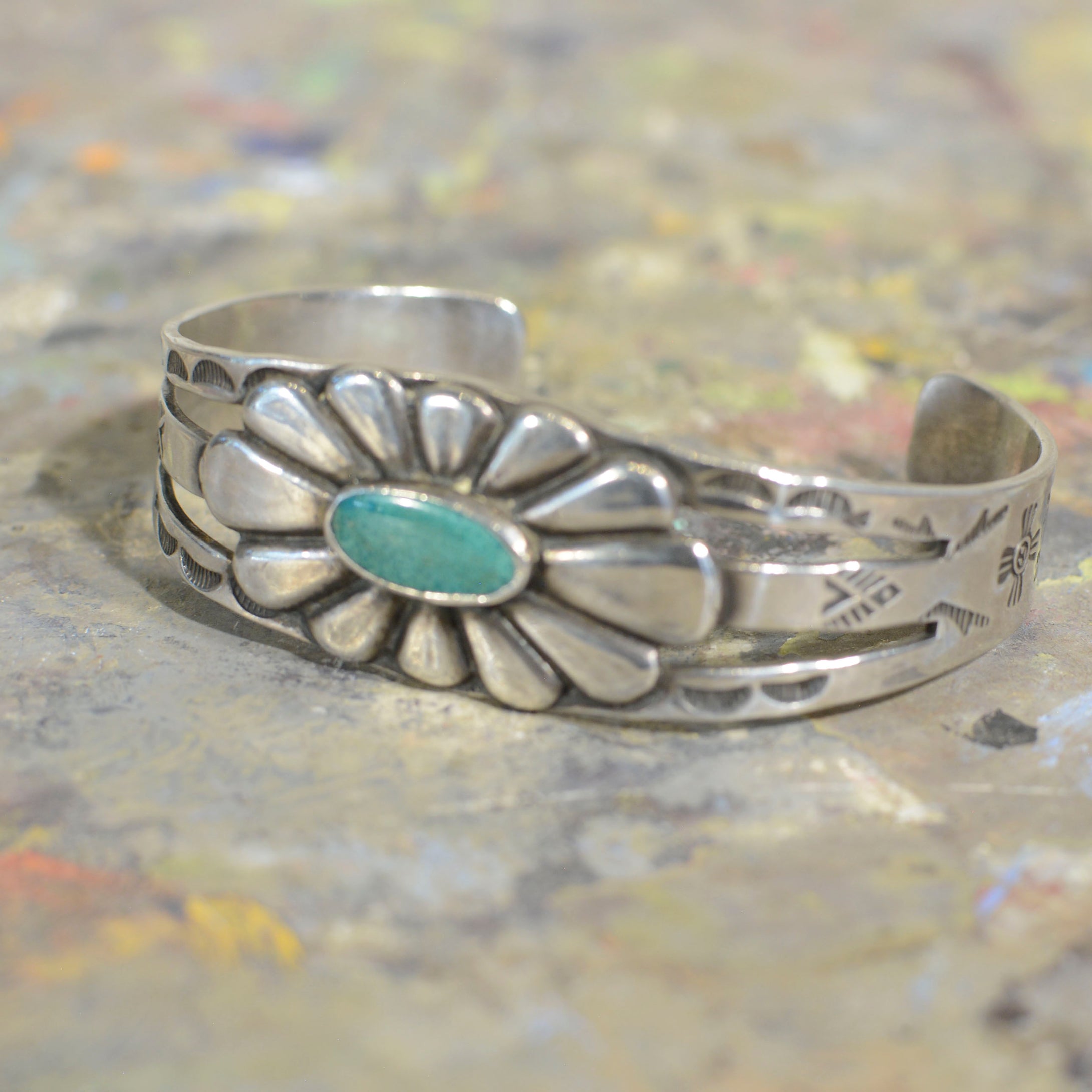 Bracelet.  Vintage silver and turquoise bracelet.