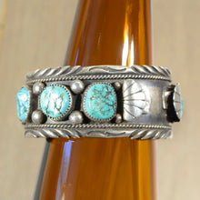Load image into Gallery viewer, Cuff.  Vintage Silver and turquoise watch band.
