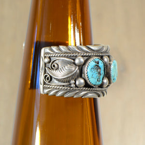Cuff.  Vintage Silver and turquoise watch band.