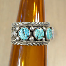 Load image into Gallery viewer, Cuff.  Vintage Silver and turquoise watch band.
