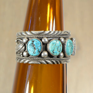 Cuff.  Vintage Silver and turquoise watch band.