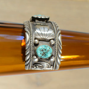 Cuff.  Vintage Silver and turquoise watch band.
