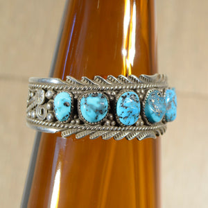 Cuff.  Sterling silver and turquoise cuff.