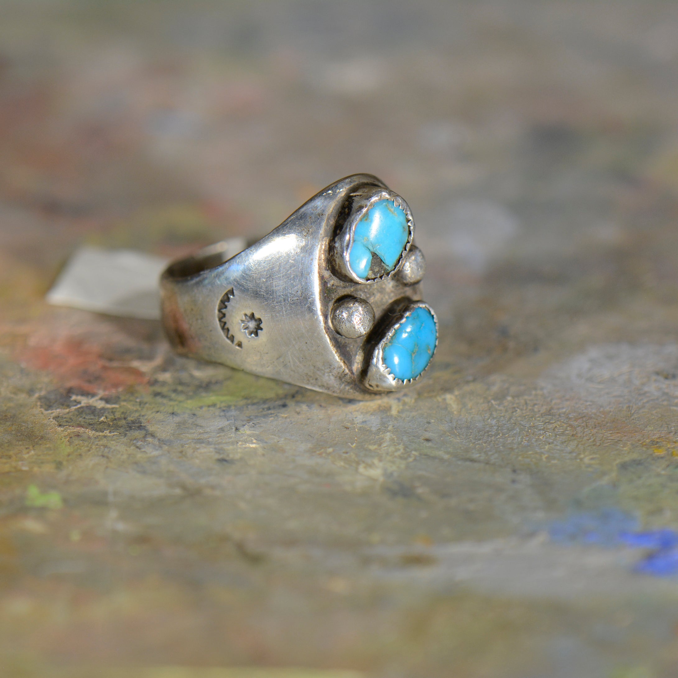 Vintage silver and turquoise ring. Size 11.5