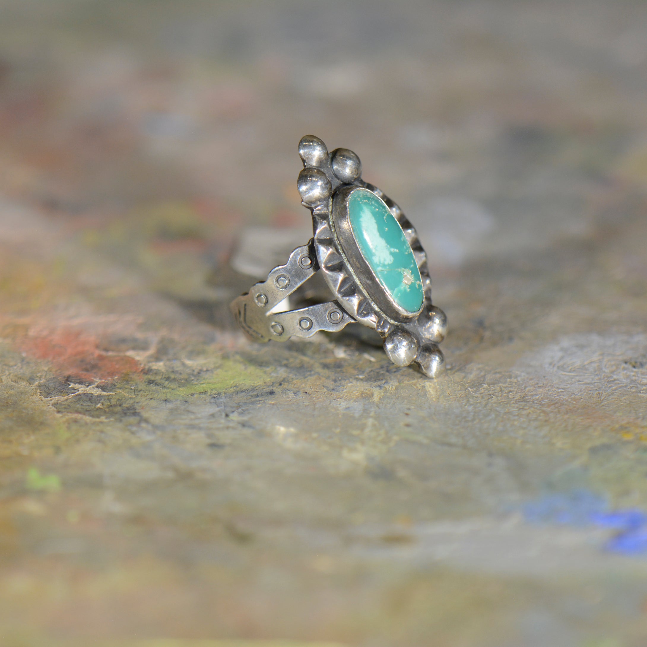 Vintage silver and turquoise ring. Size 5.5