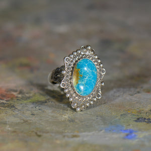 Vintage silver and turquoise ring. Size Adjustable