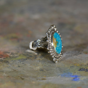 Vintage silver and turquoise ring. Size Adjustable