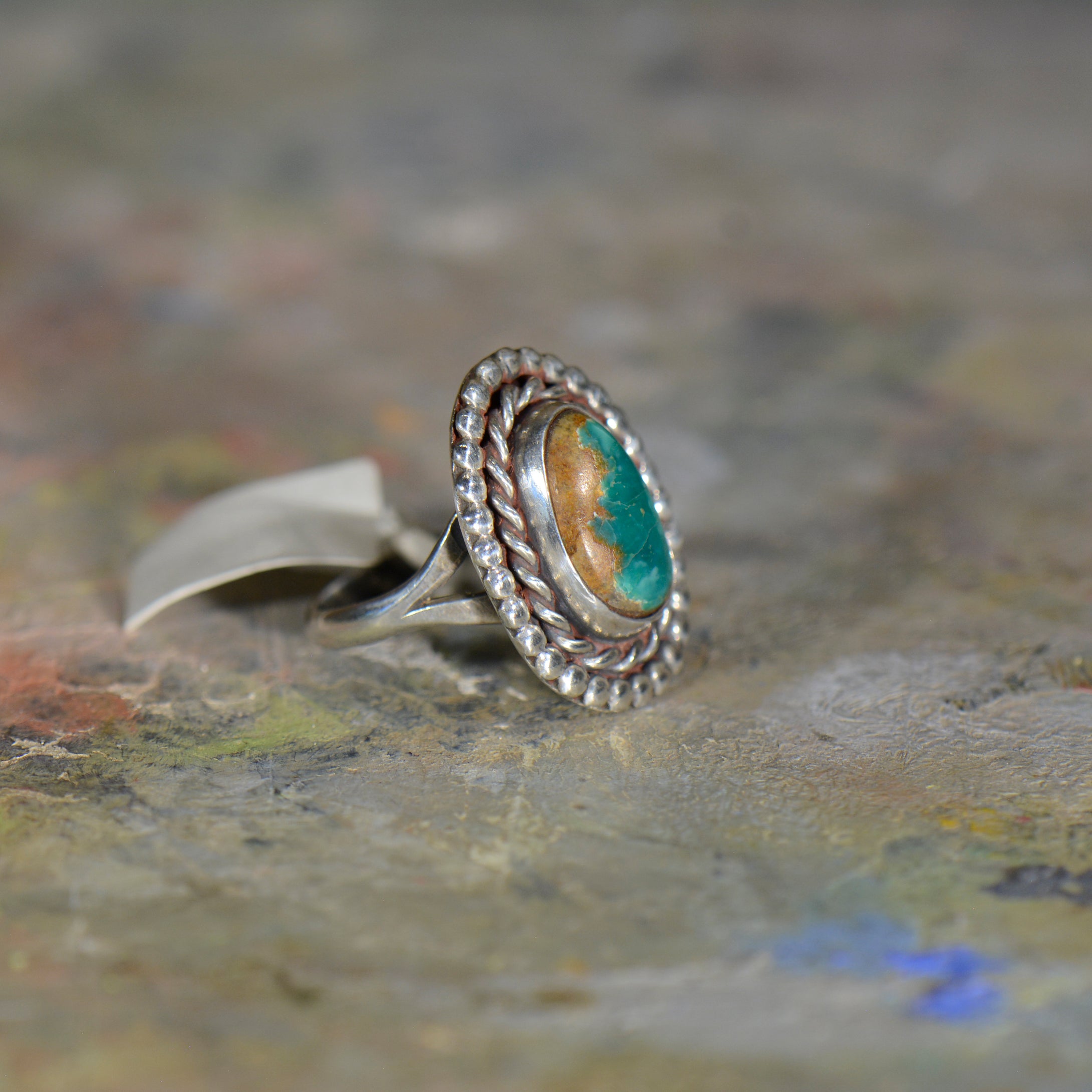 Vintage silver and turquoise ring. Size 7