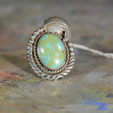 Load image into Gallery viewer, Vintage silver and turquoise ring. Size 11.5
