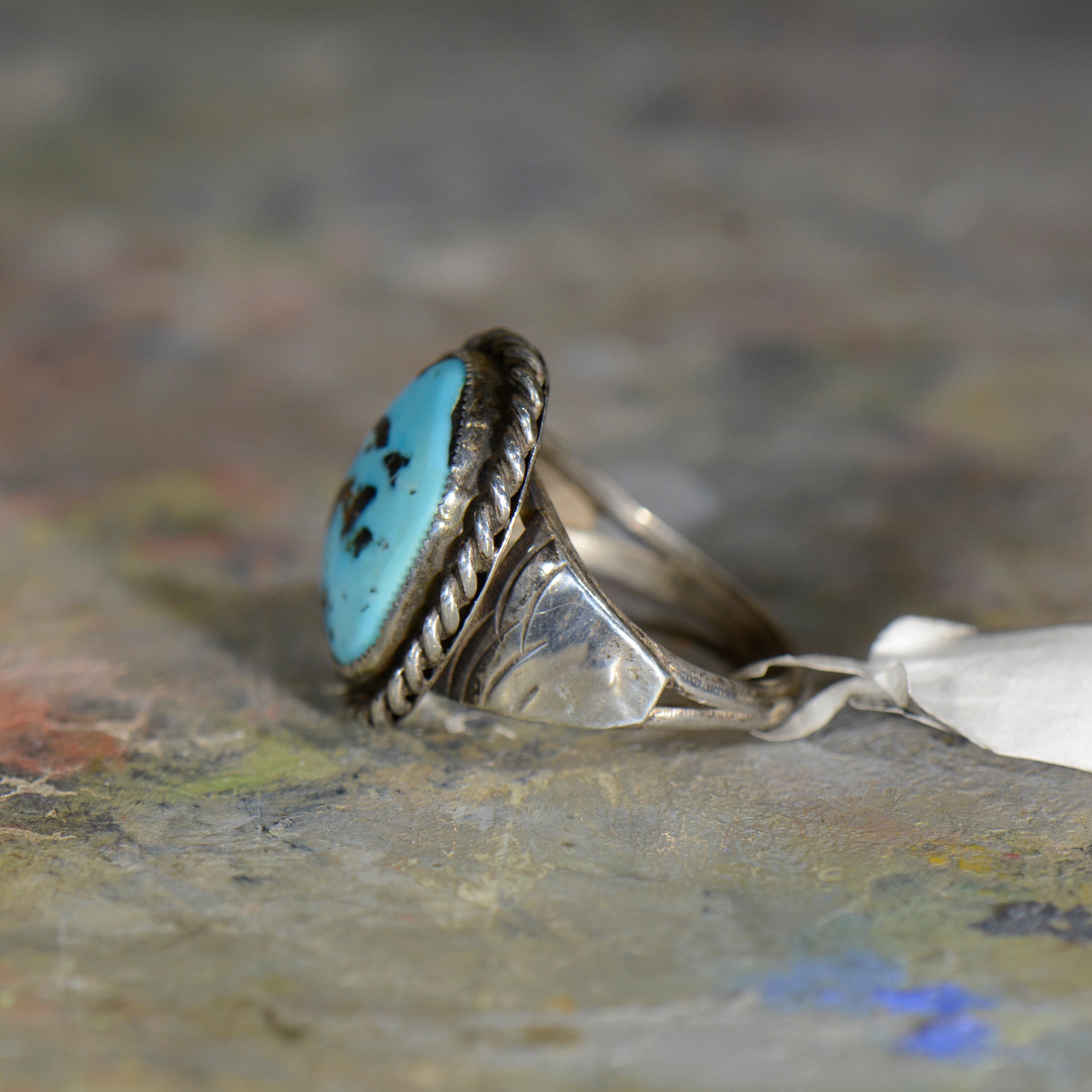 Vintage silver and turquoise ring. Size 11