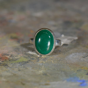 Vintage silver and malachite ring. Size 5.5