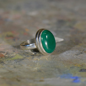Vintage silver and malachite ring. Size 5.5