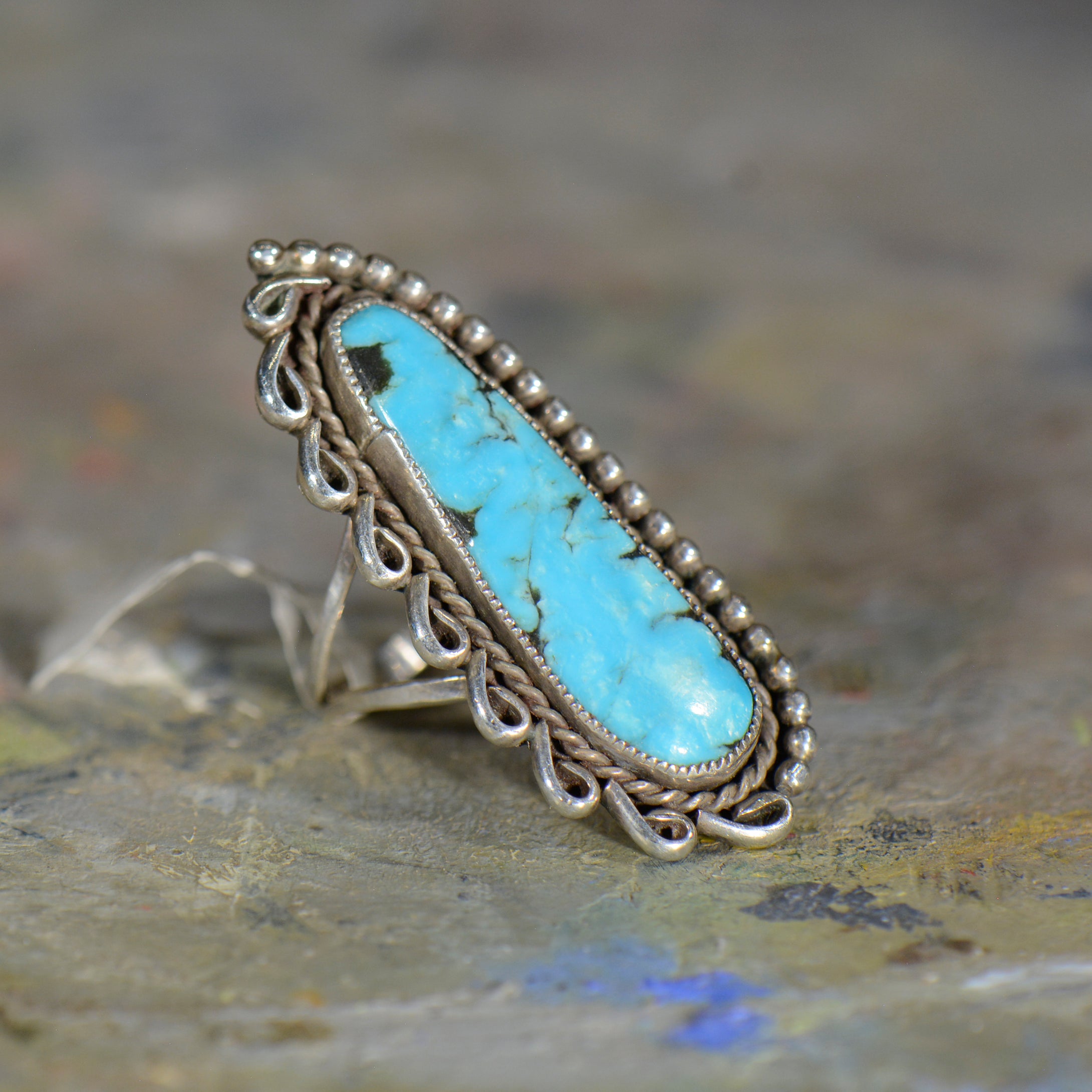 Vintage silver and turquoise ring. Size 5.5