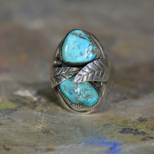 Vintage silver and turquoise ring. Size 10.25