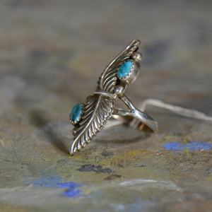 Vintage silver and turquoise ring. Size 7.5