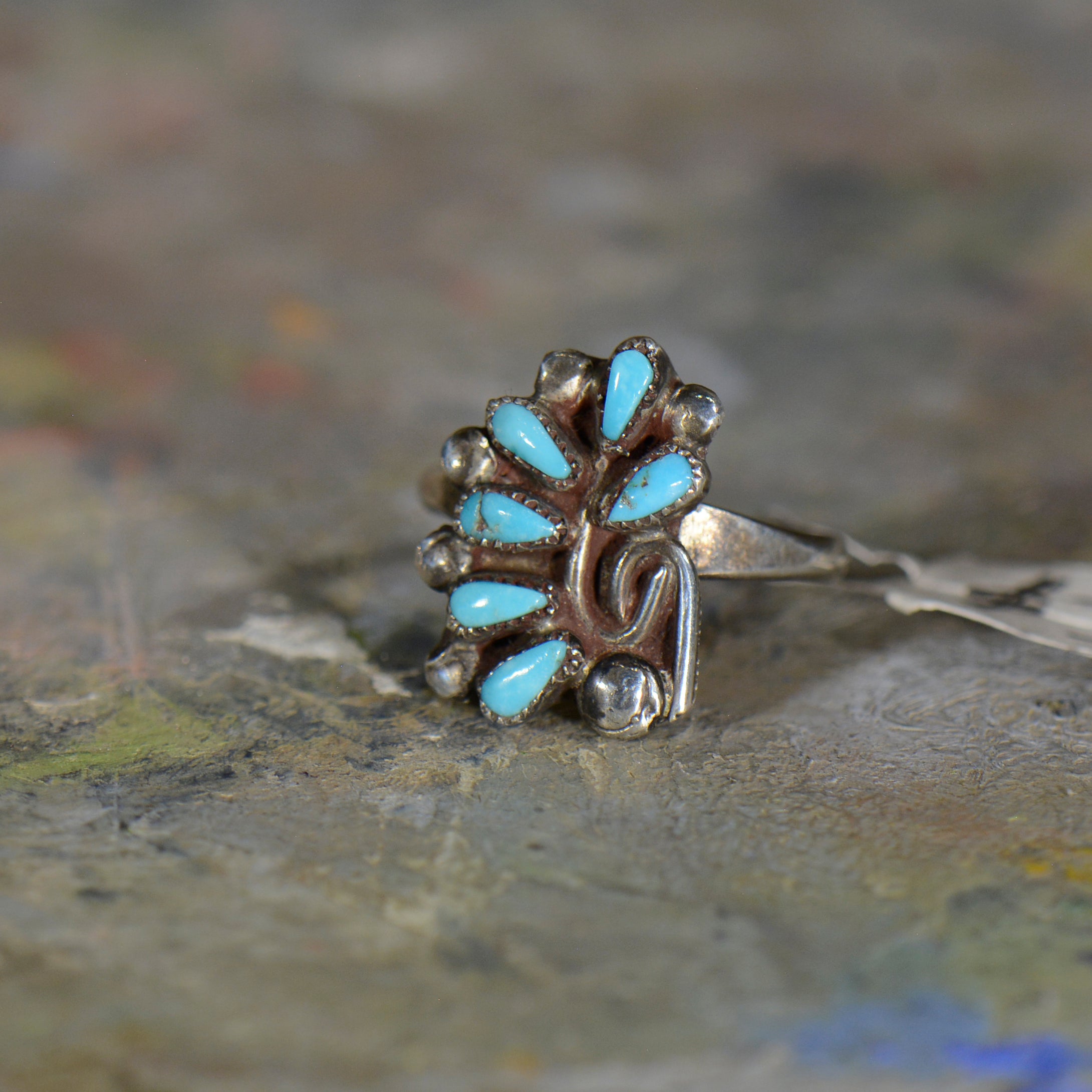 Vintage silver and turquoise ring. Size 6.5
