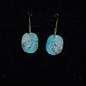 Silver slab turquoise earrings.