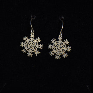 Silver snowflake earrings.