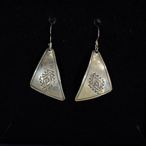 Silver earrings.
