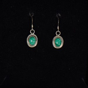 Silver and malachite earrings.