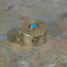 Load image into Gallery viewer, Silver and turquoise box.
