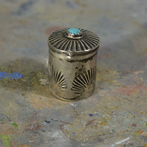 Silver and turquoise box.