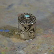 Load image into Gallery viewer, Silver and turquoise box.
