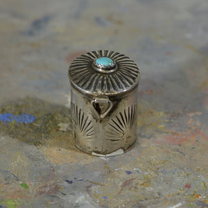 Silver and turquoise box.