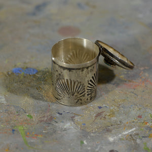Silver and turquoise box.