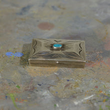 Load image into Gallery viewer, Silver and turquoise box.

