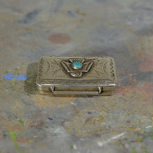 Load image into Gallery viewer, Silver and turquoise box.
