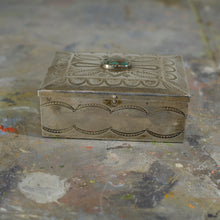 Load image into Gallery viewer, Silver and turquoise box.
