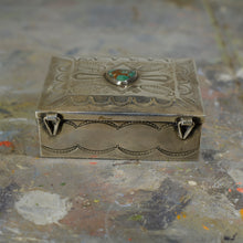 Load image into Gallery viewer, Silver and turquoise box.
