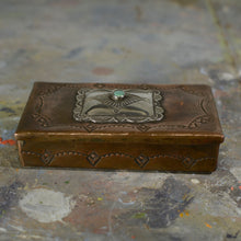 Load image into Gallery viewer, Copper silver and turquoise box.
