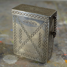 Load image into Gallery viewer, Silver and turquoise cigarette case.
