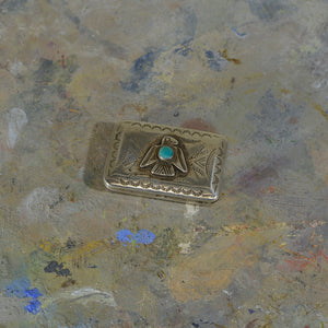 Silver and turquoise box.