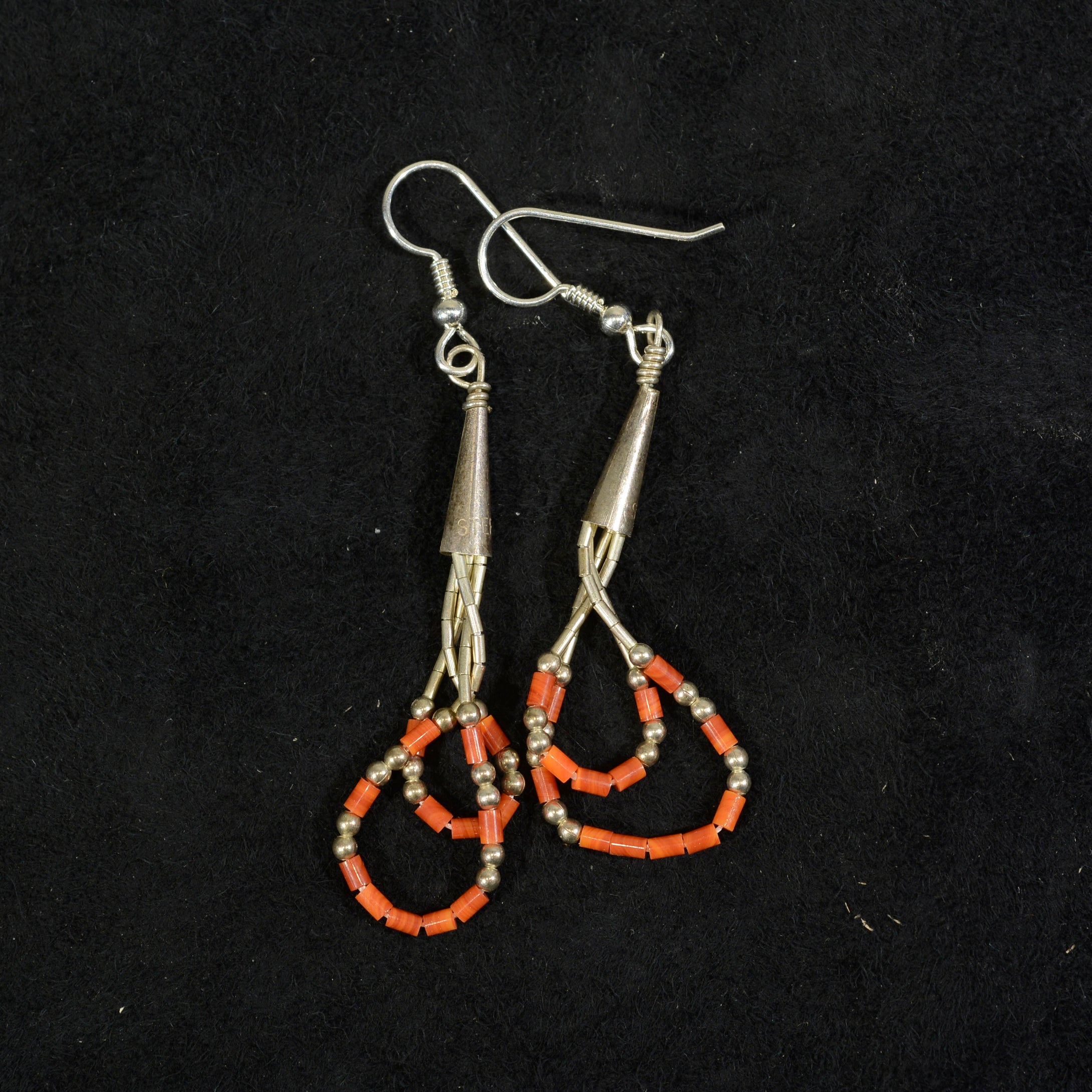 Silver coral earrings.